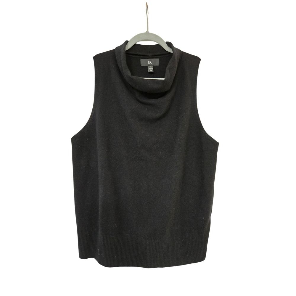 Banana Republic Valli 100% Cashmere Cowl Neck Sleeveless Sweater Black Sz XL NWT